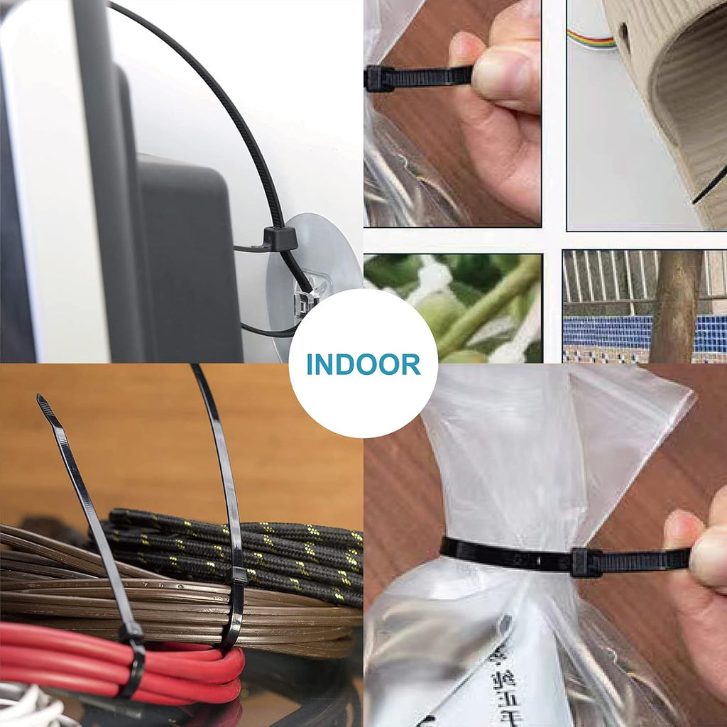 Zip Ties Assorted Sizes(4”+6”+8”+12”), 400 Pack, Black Cable Ties, UV Resistant Wire Ties by ANOSON - Cart Shape