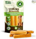EcoKind Yak Cheese Himalayan Dog Chews, Yak Chews for Large Dogs, Long Lasting Bone for Aggressive Chewers, 3 Ingredients, Natural High Protein Treats, No Additives, Lactose Free, Large - 4 Chews