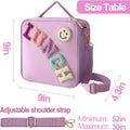 Insulated Lunch Bag With Adjustable Shoulder Strap, Nylon Preppy Lunch Box Large Insulated Lunch Bag Reusable Lunch Tote Bag with Smiley Preppy LunchBag for Girls School Travel Picnic (Purple)