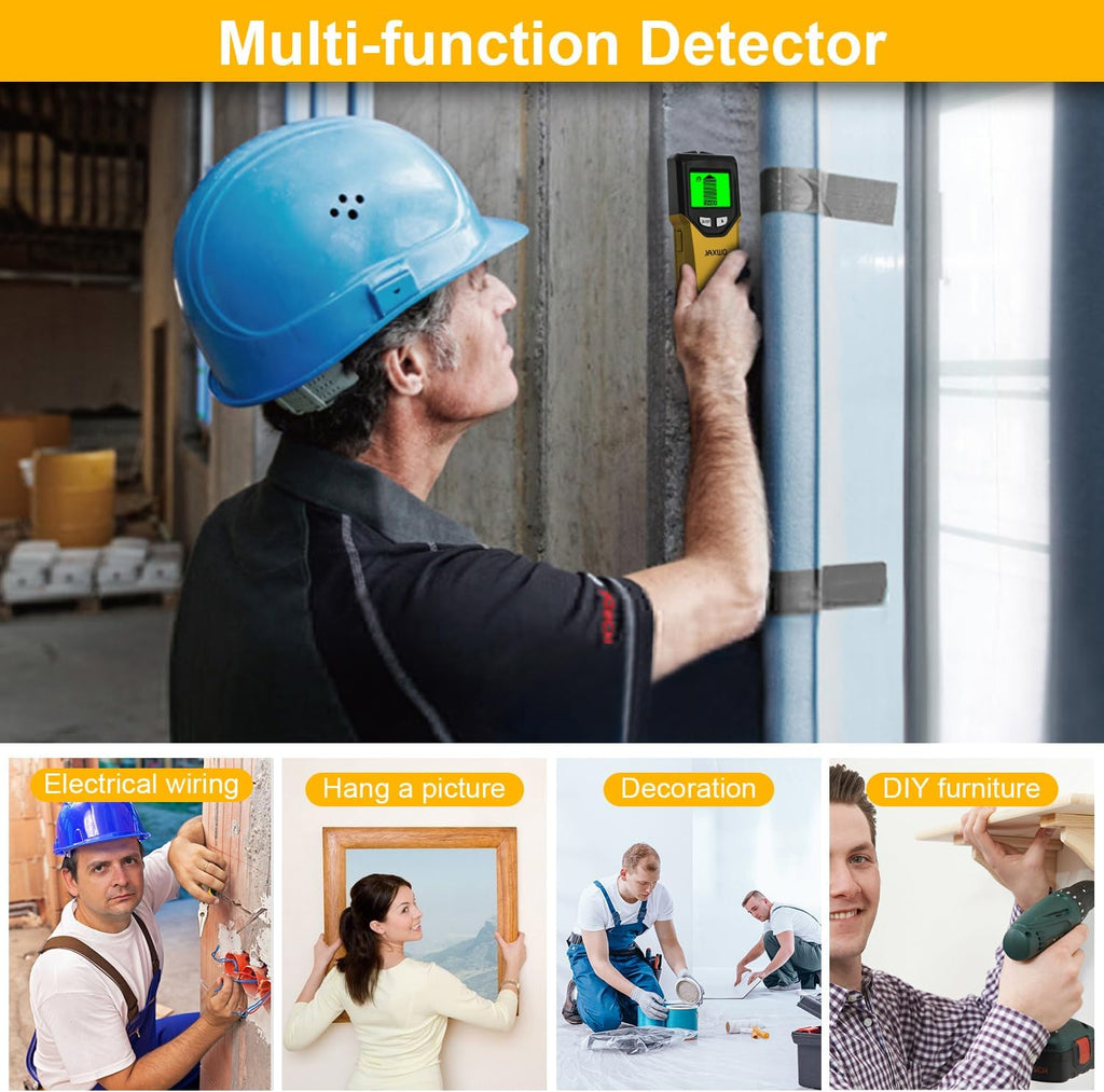 Stud Finder Wall Scanner - 5 in 1 Stud Finder Tool w/Microprocessor Chip and HD LCD Display, Stud Detector Beam Finders for the Center and Edge of Wood AC Wire Metal Studs Joist Pipe (Yellow Pear)