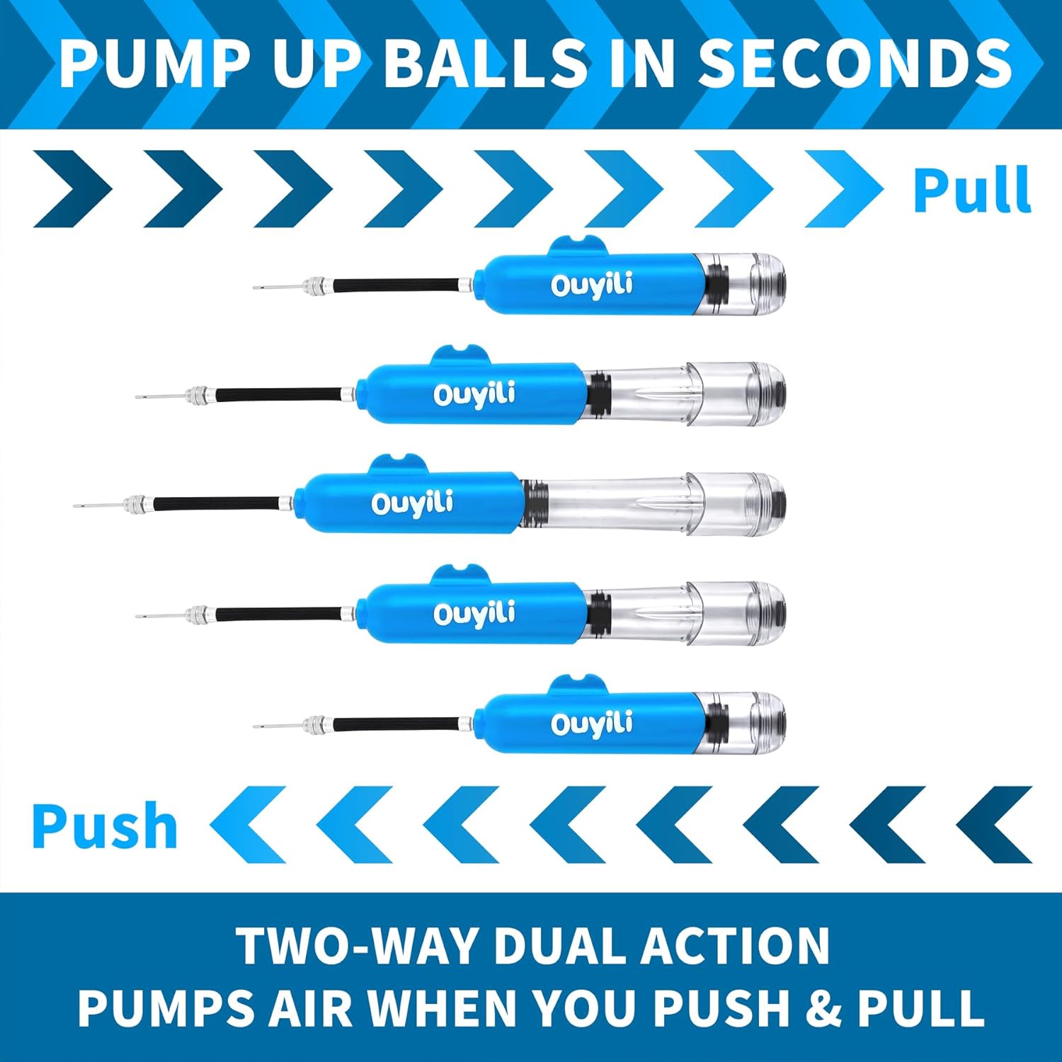 Sports Ball Pump Kit - Portable Air Pump Two-Way Dual Action Inflatable Perfect for Basketballs, Soccer Balls and More - Professional Hand Pump Kit with Needles and Flexible Hose