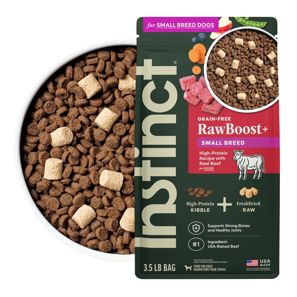 Instinct RawBoost Small Breed, Natural Dry Dog Food with Freeze-Dried Pieces, High Protein, Grain-Free Recipe - Real Beef, 3.5 lb. Bag
