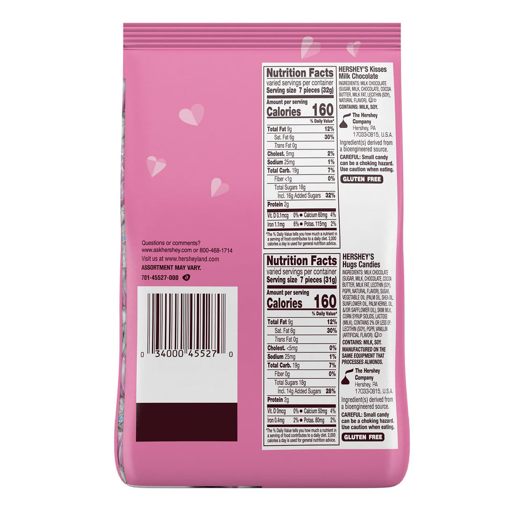 HERSHEY'S HUGS & KISSES Assorted Flavored, Valentine's Candy Bag, 21.4 oz