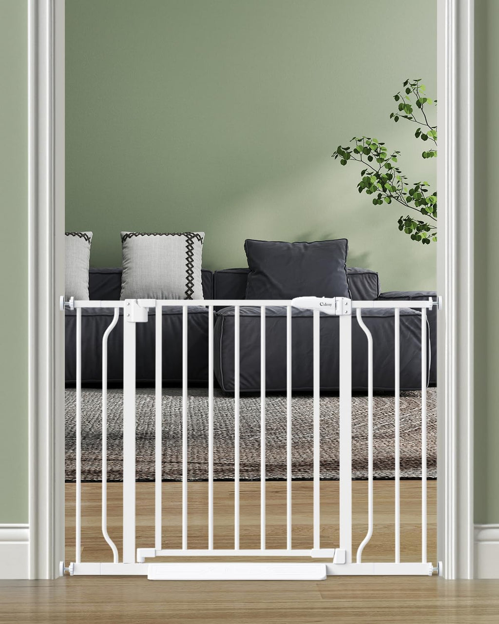 Baby Gate No Drilling, 29"-40" Dog Gate Indoor for Stairs & Doorways | Auto Close, Pressure Mounted Adjustable Pet Gate Indoor, Easy Walk Through Child Gate for Baby & Pet Stroller Friendly, White