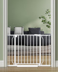 Baby Gate No Drilling, 29"-40" Dog Gate Indoor for Stairs & Doorways | Auto Close, Pressure Mounted Adjustable Pet Gate Indoor, Easy Walk Through Child Gate for Baby & Pet Stroller Friendly, White