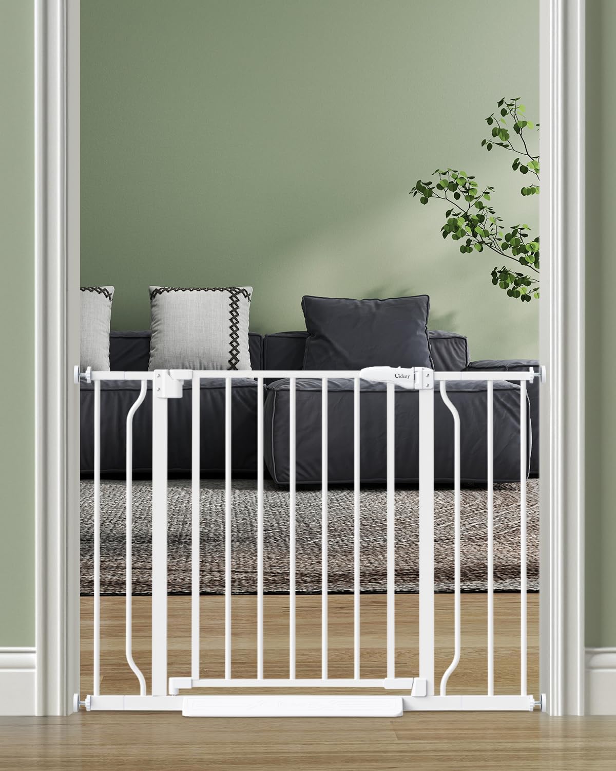 Baby Gate No Drilling, 29"-40" Dog Gate Indoor for Stairs & Doorways | Auto Close, Pressure Mounted Adjustable Pet Gate Indoor, Easy Walk Through Child Gate for Baby & Pet Stroller Friendly, White