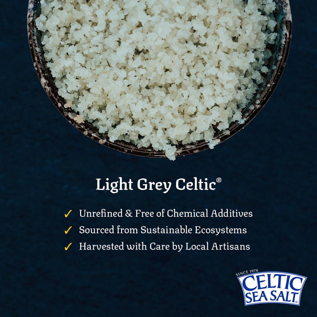 Celtic Sea Salt, Light Grey Mineral Sea Salt, 1 Pound Resealable Bag Unrefined Hydration, Hand-Harvested, Vital Minerals, Family Founded Since 1976