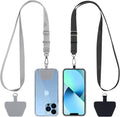 CACOE Phone Lanyard 2 Pack-2× Adjustable Neck Strap,2× Phone Patches,Universal Cell Phone Multifuctional Patch Lanyards Compatible with Most Smartphones(Black+Gray)