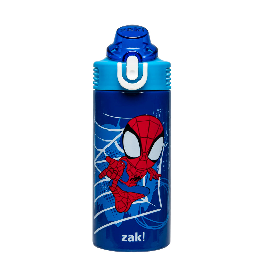 Zak Designs Marvel Spider-Man Sage Kids Water Bottle For School or Travel, 14oz Stainless Steel Water Bottle With Straw, Handle, and Leak-Proof, Pop-Up Spout Cover (Spidey and His Amazing Friends)