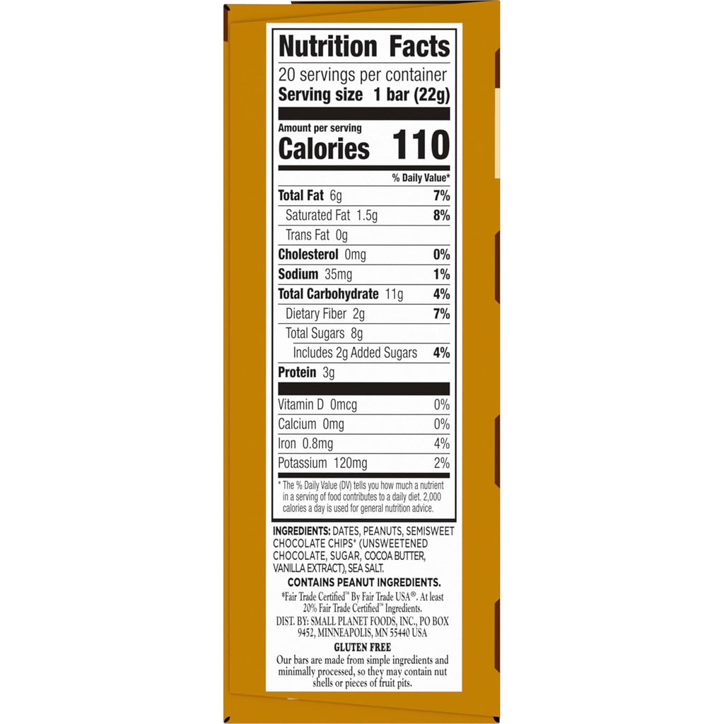 Larabar Peanut Butter Chocolate Chip Mini Bars, Gluten Free Vegan, 20 ct