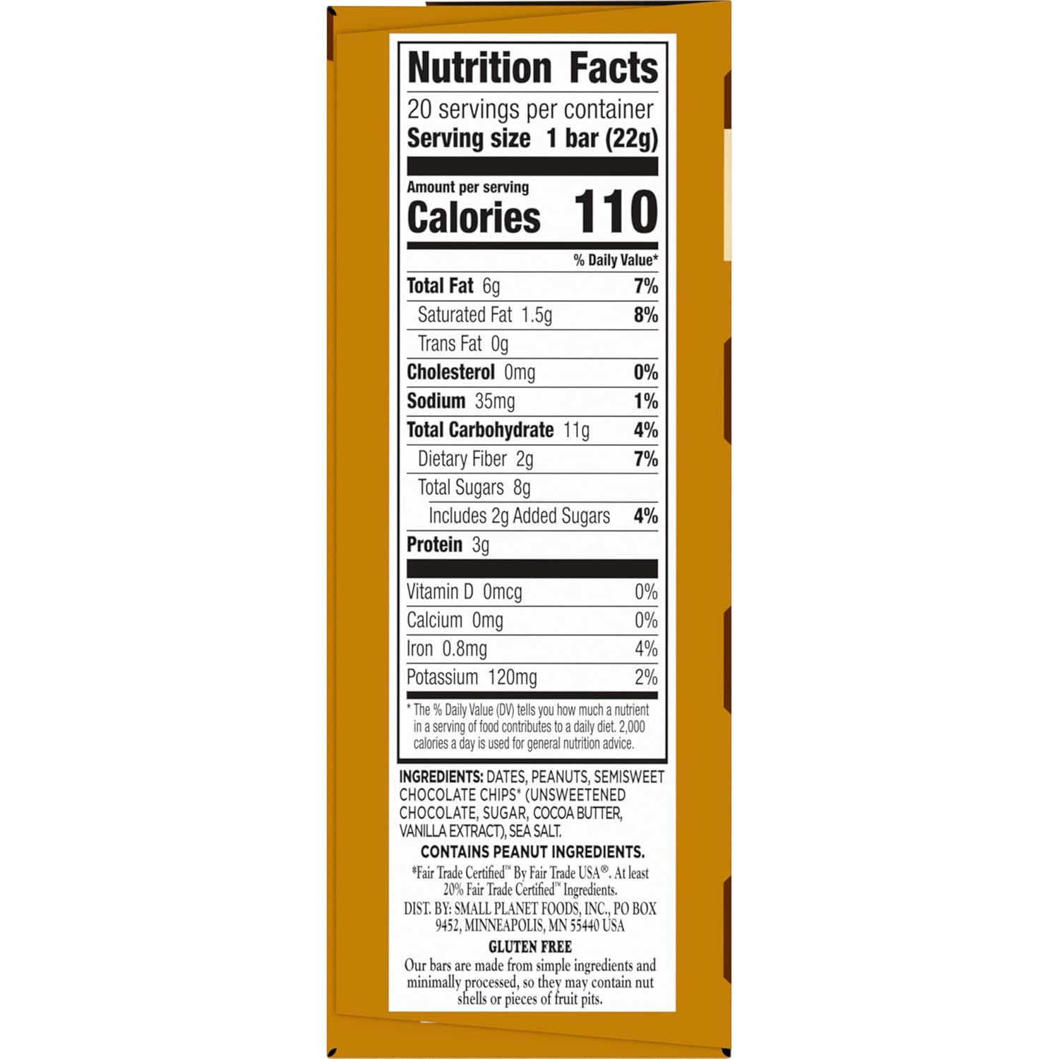 Larabar Peanut Butter Chocolate Chip Mini Bars, Gluten Free Vegan, 20 ct
