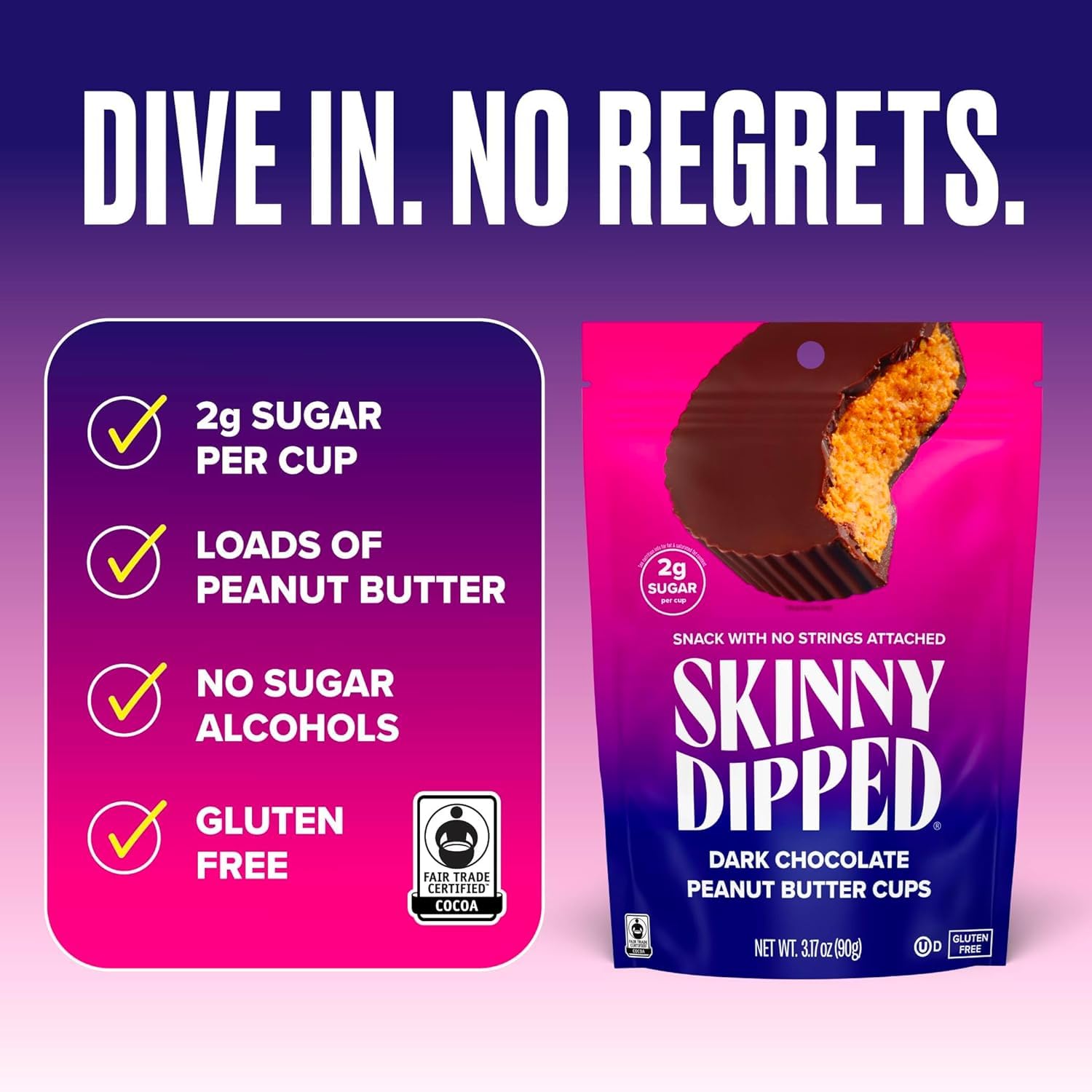 Skinnydipped Cup Pnut Btr Drk Chocolat, 3.17 oz