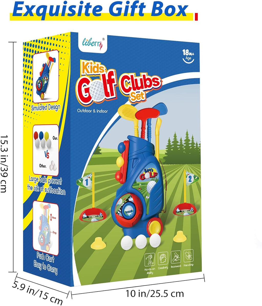 Liberry Toddler Golf Set, Upgraded Kids Golf Cart with Unique Shoulder Strap Design, Indoor Outdoor Sports Toys Gifts for Boys Girls 1 2 3 4 Years Old