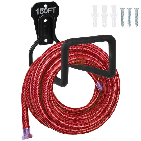 PeoMev Metal Garden Hose Holder - Heavy Duty Hose Hanger Wall Mounted Water Hose Holder for Outside Yard, Sturdy Hose Reel Hose Hooks for Water Hose, Extension Cords