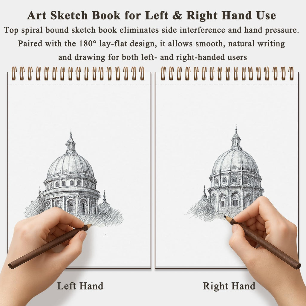 Fuxi 9" x 12" Sketch Book, Top Spiral Bound Sketch Pad, 100 Sheets 68lb/100gsm Acid-Free Drawing Paper, Art Sketchbook for Drawing Pad for Kids Artists & Beginners Professional Art Supplies for Adults