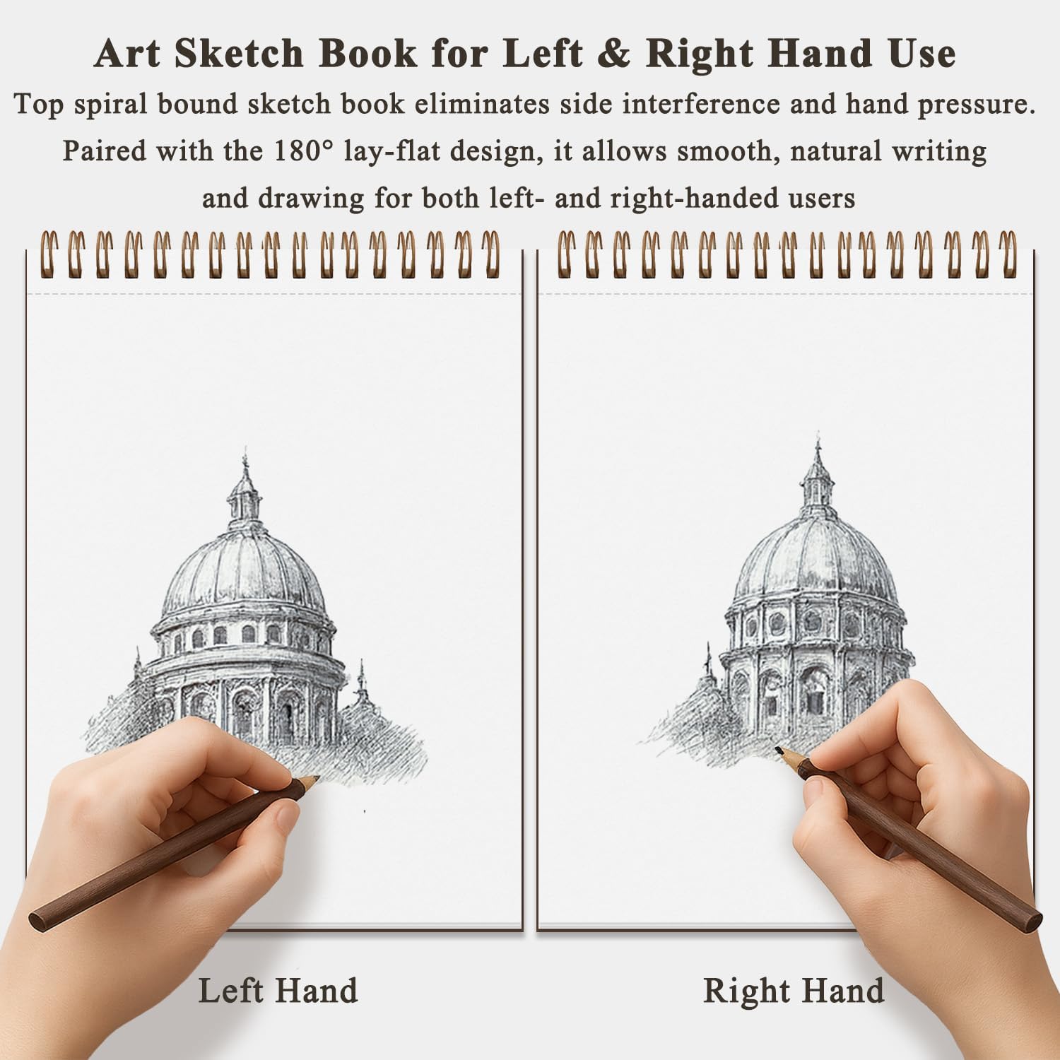 Fuxi 9" x 12" Sketch Book, Top Spiral Bound Sketch Pad, 100 Sheets 68lb/100gsm Acid-Free Drawing Paper, Art Sketchbook for Drawing Pad for Kids Artists & Beginners Professional Art Supplies for Adults