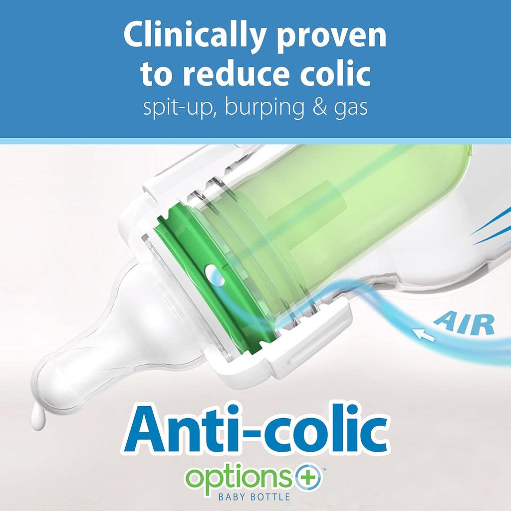 Dr. Brown's Natural Flow Anti-Colic Options + Narrow Bottle to Sippy Gift Set with Soft Silicone Sippy Spout, Removable Silicone Handles, Travel Cap and Bottle Brush