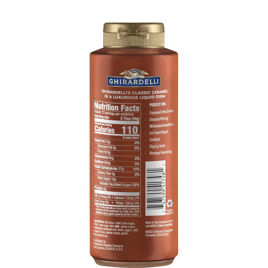Ghirardelli Caramel Sauce Squeeze Bottle, 16 oz (Pack of 1)