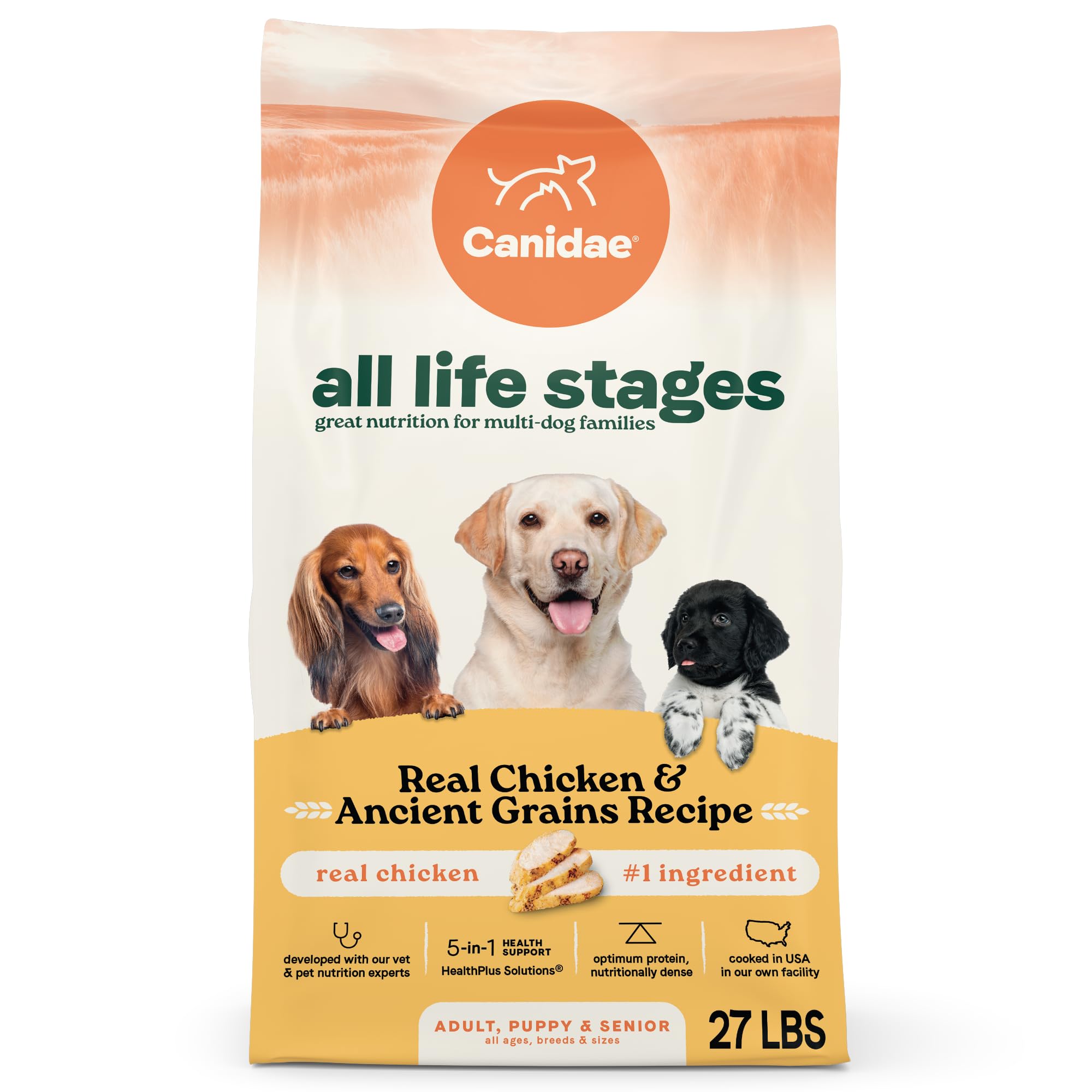Canidae All Life Stages Real Chicken & Ancient Grains Recipe – High Protein Premium Dry Dog Food for All Ages, Breeds, and Sizes– 27 lbs.