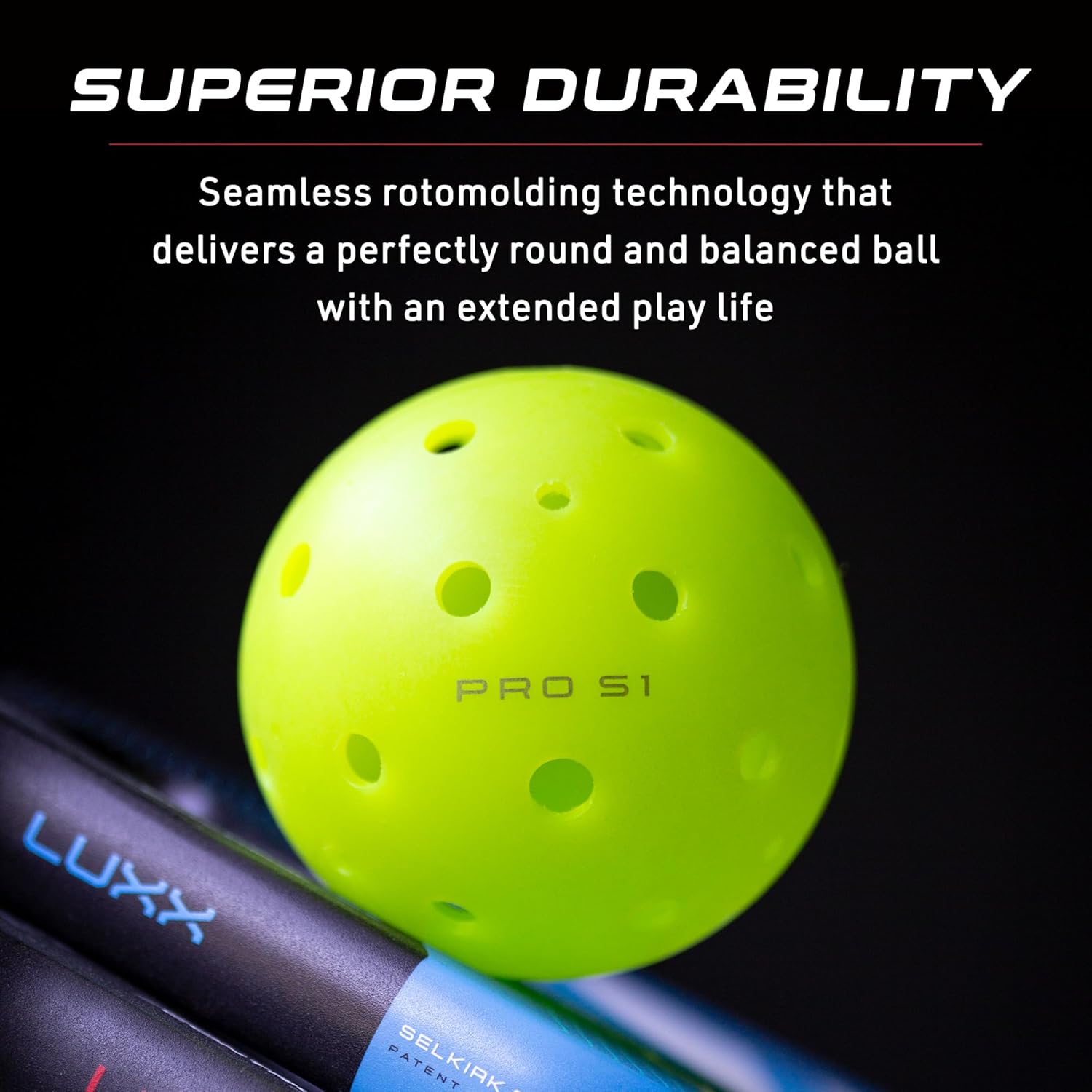 Selkirk Sport Pro S1 Ball | Crack-Resistant | 38 Hole Outdoor Pickleball Balls | USAPA Approved Pickle Ball for Tournament Play | Advanced Aerodynamics |