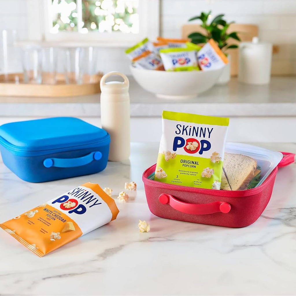 SkinnyPop Popcorn, Original and Dairy Free White Cheddar, Gluten Free, Non-GMO, 0.5oz Individual Size Snack Bags (18 Count)