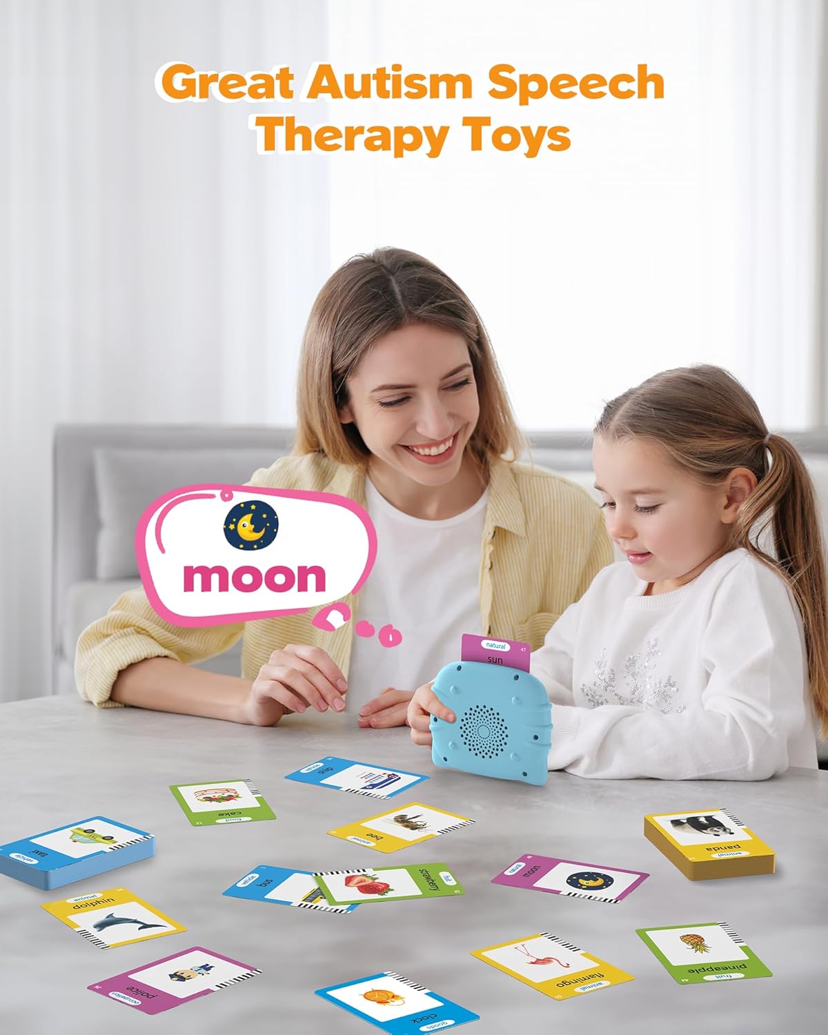 Talking Flash Cards for Toddlers 1 2 3 4 Year Olds, Montessori Language Learning with 224 Words, Pocket Speech Therapy and Autism Playthings, Children's Sensory Educational Device