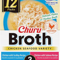 INABA Churu Broth for Cats, Side Dish Pouch, 1.4 Ounces per Pouch, 12 Pouches, Chicken & Seafood Variety