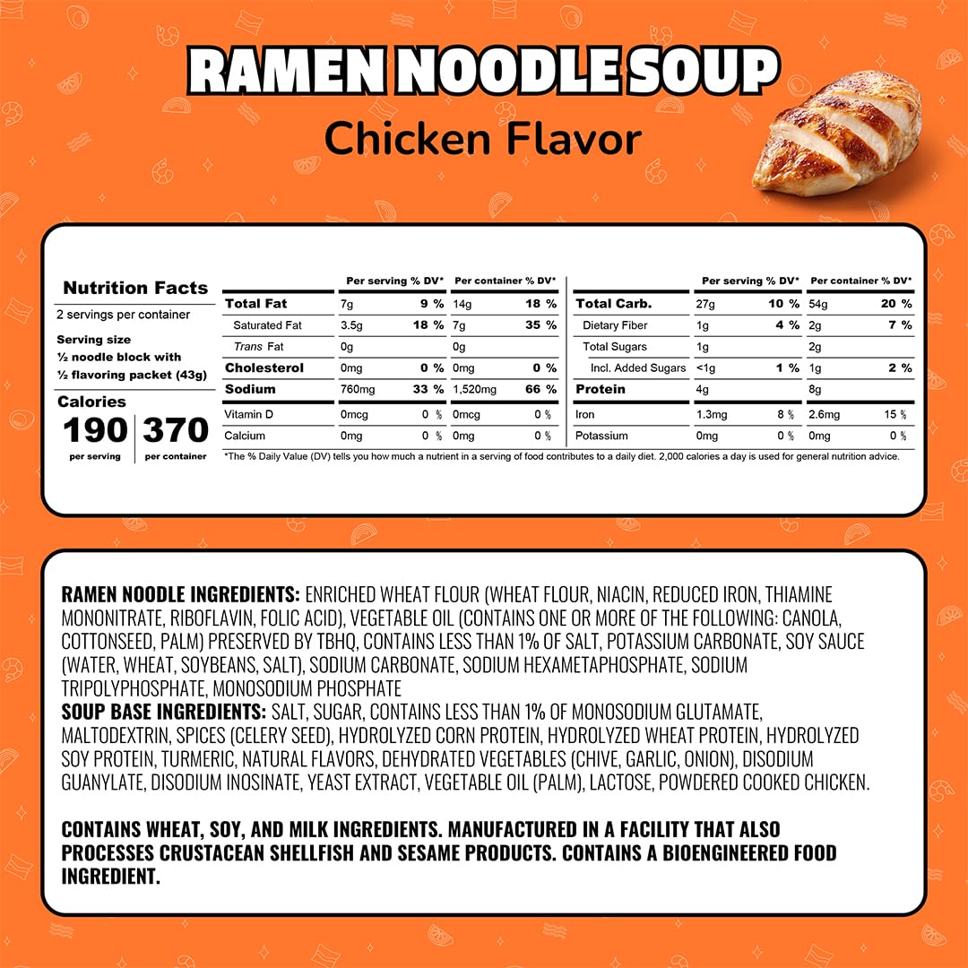 Maruchan Ramen Chicken, Instant Ramen Noodles, Ready to Eat Meals, 3 Oz, 24 Count