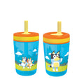 Zak Designs 15oz Bluey Kelso Tumbler Set, Leak-Proof Screw-On Lid with Straw Made of Durable Plastic and Silicone, Perfect Bundle for Kids, 2 Count (Pack of 1)