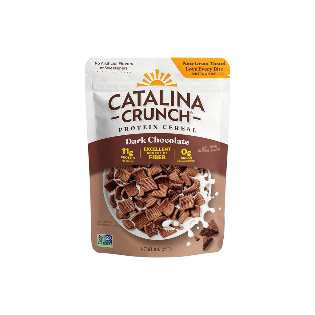 Catalina Crunch Protein Cereal - Sugar Free Breakfast Cereal with 11g of Protein - Gluten Free - Dark Chocolate - 9 oz. Bag (Pack of 1)