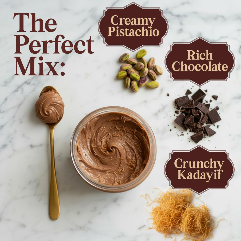 Dubai Chocolate Spread with Kataifi Pistachio Cream – 8.3oz Luxurious Middle Eastern Chocolate Delight – Rich, Creamy Texture, Premium Gourmet Gift
