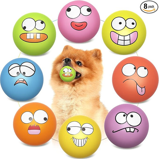 Squeaky Dog Toys Soft Latex Rubber Squeaky Dog Balls for Puppy Small Pet Dogs (8 Pack) (Round Balls)