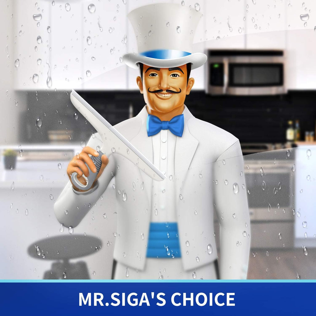 MR.SIGA Multi-Purpose Silicon Squeegee for Window, Glass, Shower Door, Car Windshield, Heavy Duty Window Scrubber, Includes Suction Hook, 10 inch, White & Gray, 1 Pack