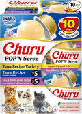 INABA Churu Pop'N Serve Jelly Cat Treat with Vitamin E & Taurine, 1.2 Ounce Cup, 10 Cups, Tuna Variety