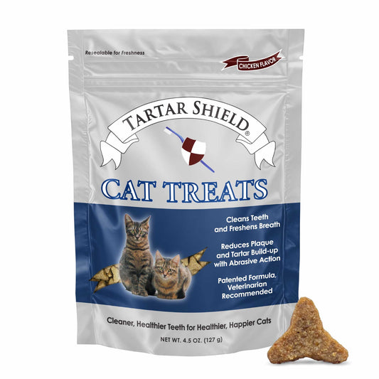 Tartar Shield® Cat Treats | Daily Dental Treats | Cleans Teeth & Gums Fresh Breath Natural Oral Health Support | Wholesome & All-Natural Bites | USA Made | Tasty Chicken Flavor