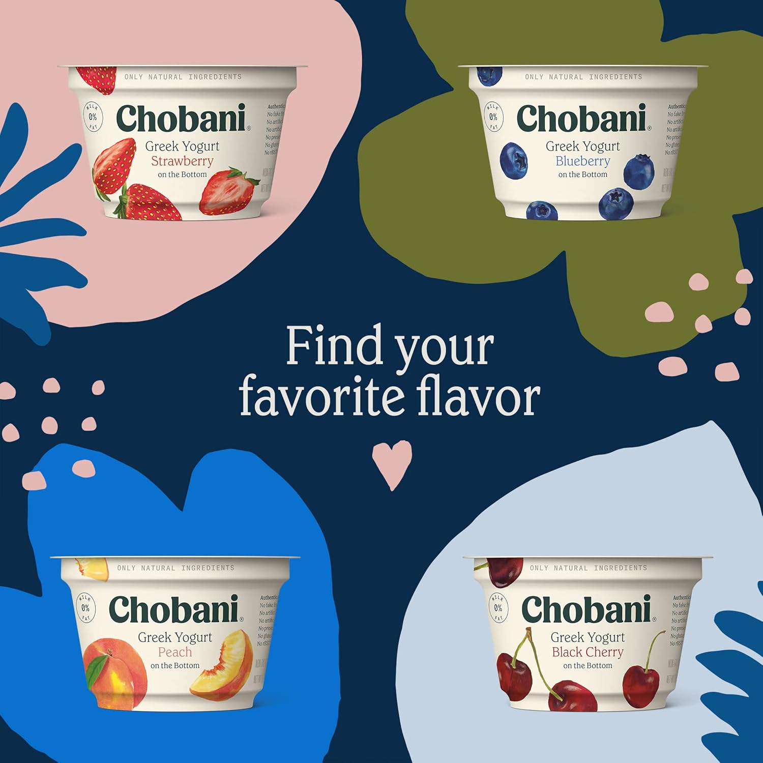 Chobani® Low-Fat Vanilla Greek Yogurt, Mixed Berry on the Bottom 5.3oz 4-pack
