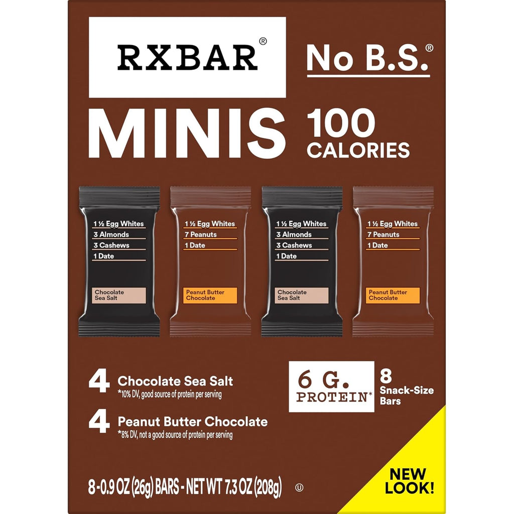 RXBAR Minis Protein Bars, Protein Snack, Snack Bars, Variety Pack, 7.3oz Box (8 Count)