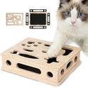 Cat Scratch Puzzle Enrichment Box, Smooth Solid Wood Cat Nail File Enrichment Box with Built-in Sandpaper, Cat Nail File Box Stress Free Alternative to Clippers & Grinders(No Bell Ball)