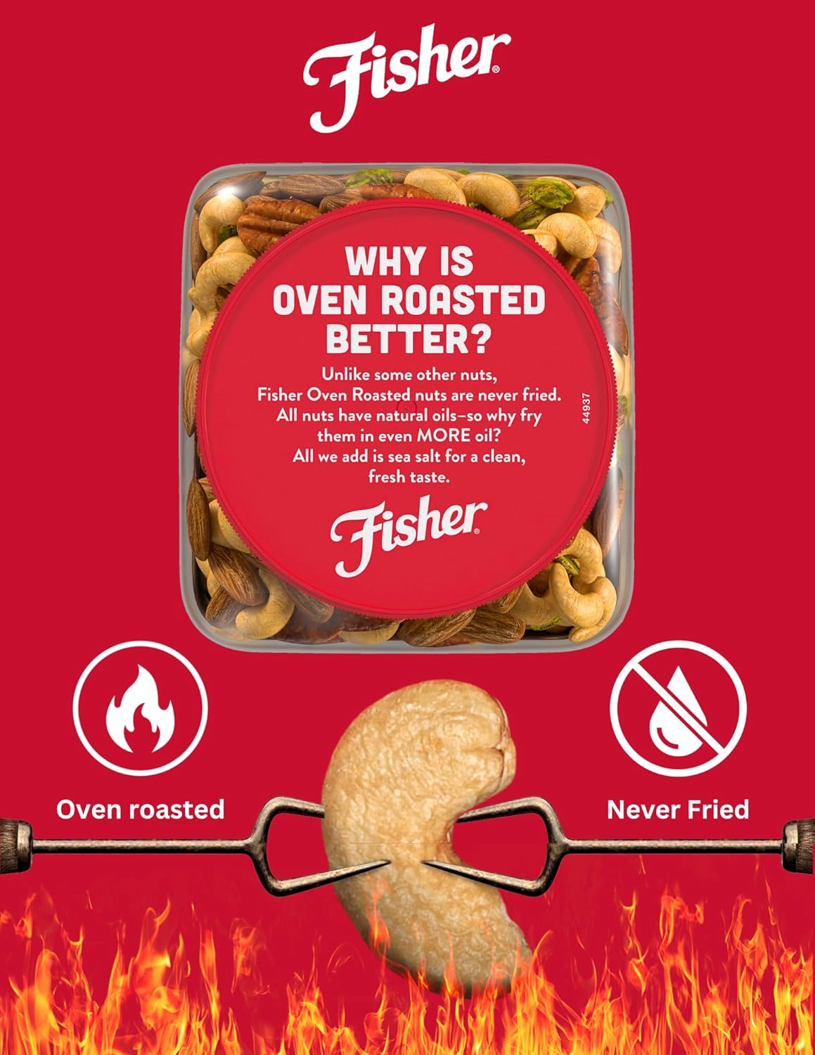 Fisher Oven Roasted Never Fried Deluxe Mixed Nuts, 24 Ounces (Pack of 1), Almonds, Cashews, Pecans, Pistachios, Healthy Snacks for Adults, Made With Sea Salt, No Added Oil, Trail Mix, Gluten Free