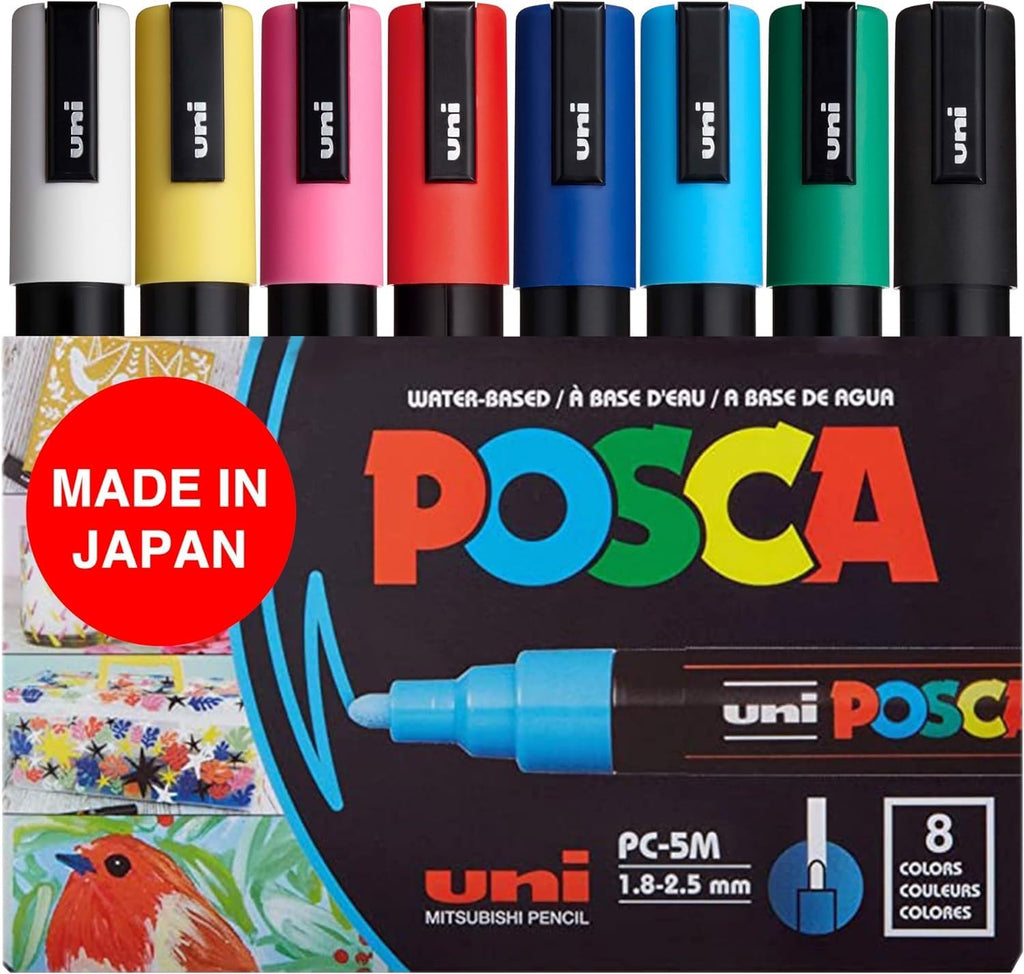 POSCA 8-Color Paint Marker Set, PC-5M Medium