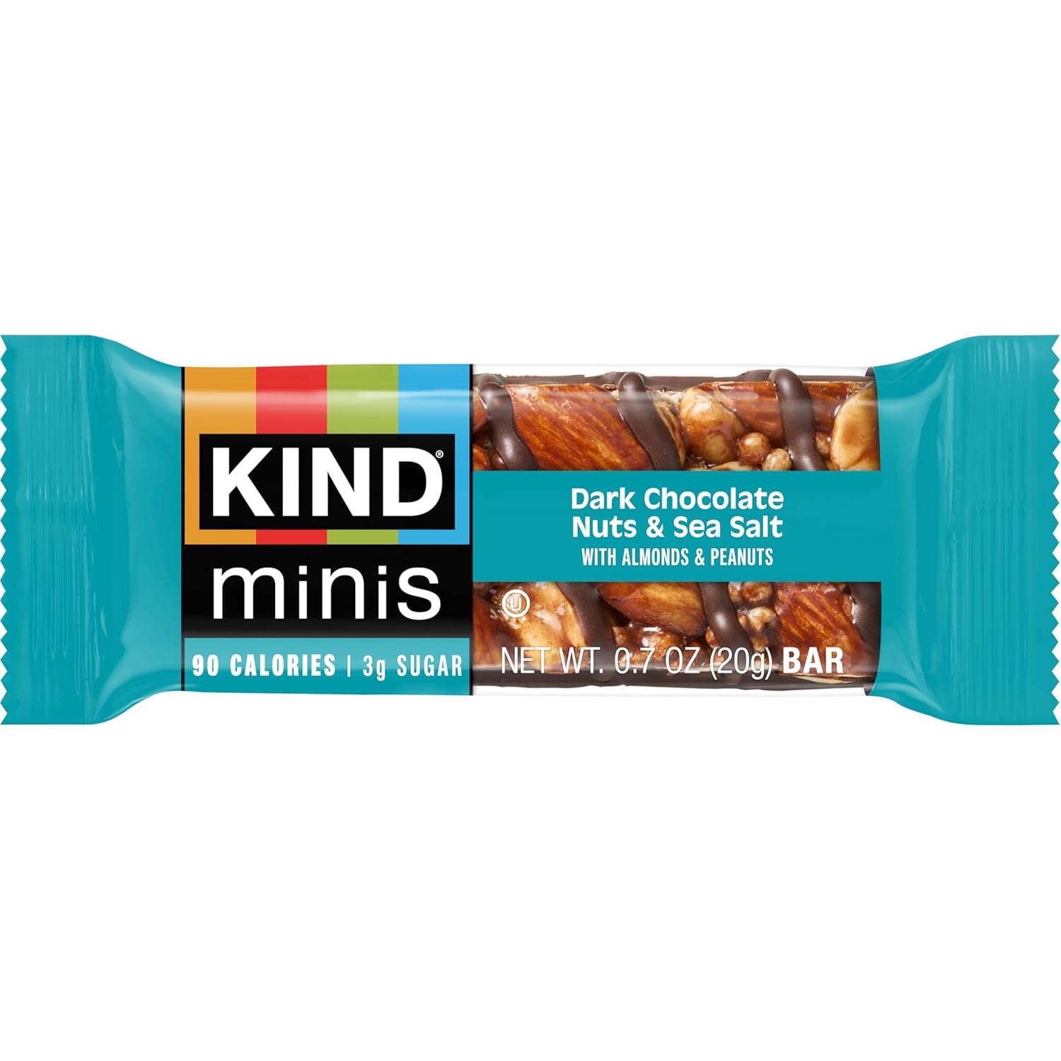 KIND Minis Snack Bars, Dark Chocolate Nuts & Sea Salt and Caramel Almond & Sea Salt, 3g Sugar, Gluten Free Bars, Variety Pack, 0.7 OZ, (20 Count)
