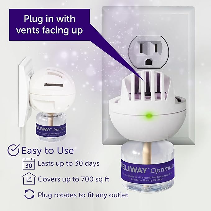 FELIWAY Optimum 30 Day Cat Calming Refill for Pheromone Diffuser, 48ml - Helps Reduce Common Signs of Stress in Cats & Kittens, Enhanced Calming
