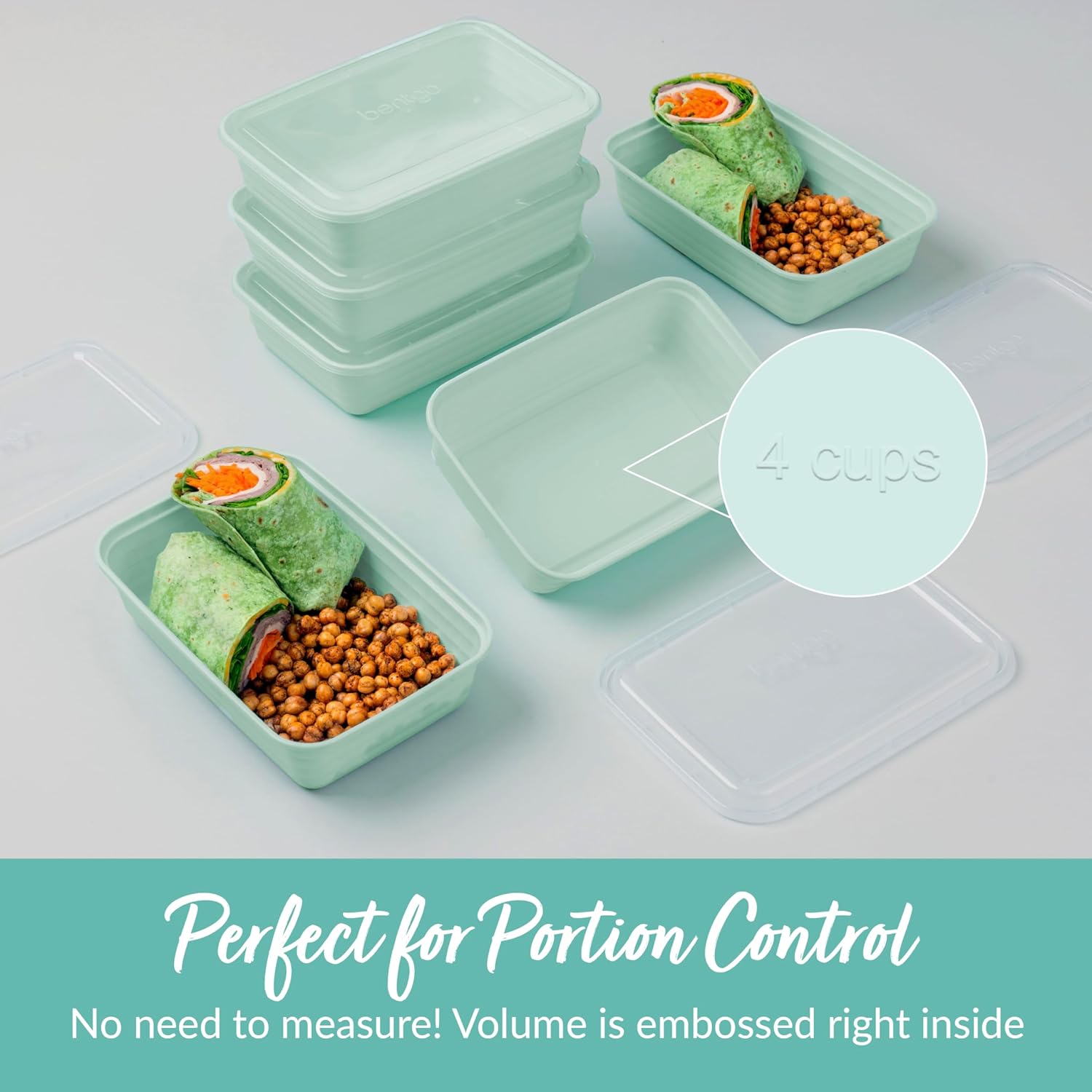 Bentgo Prep - 20-Piece 1-Compartment Reusable Meal Prep Containers with Lids, PFAS & BPA Free Materials, Durable, Microwave, Freezer, & Dishwasher Safe To Go Food Storage (Mint)