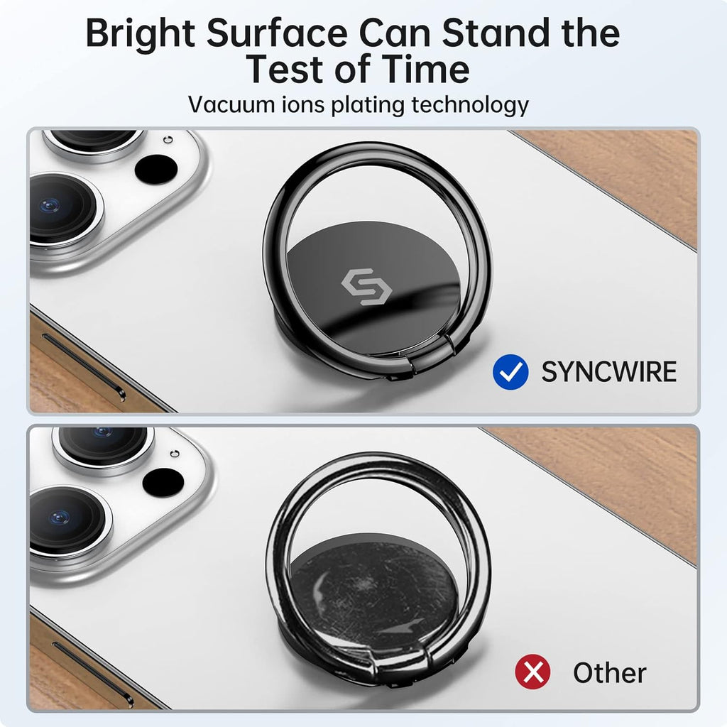 Syncwire Cell Phone Ring Holder Stand, 360 Degree Rotation Finger Ring Kickstand Polished Metal Phone Grip for Magnetic Car Mount