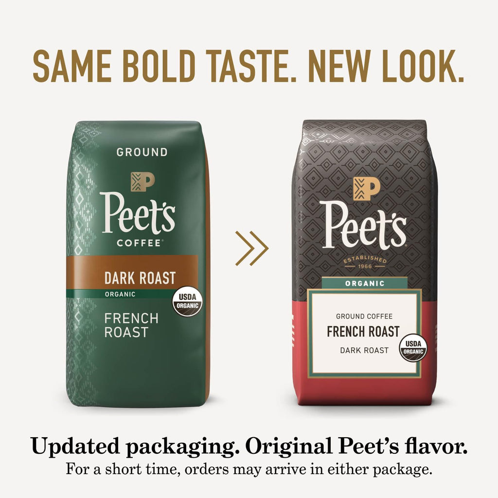 Peet's Coffee, USDA Organic Dark Roast Ground Coffee, 100% Arabica Coffee - French Roast 18 Ounce Bag