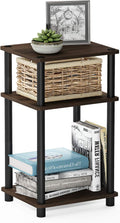 Furinno JUST Side Table, 3-Tier End Table, Open Shelves Night Stand, Bedside Table, Toolless Assembly, for Living Room, Bedroom, Bathroom, Columbia Walnut