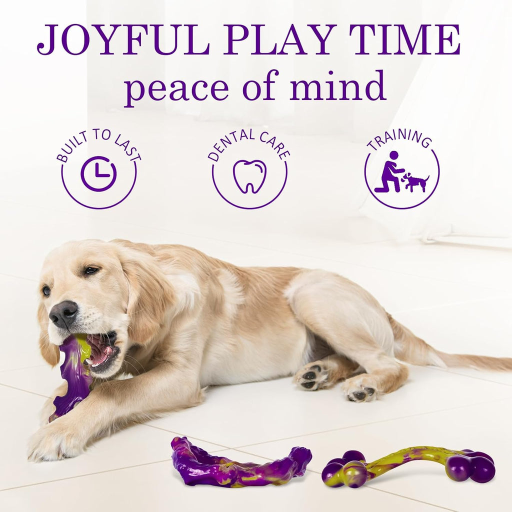 Tough Dog Toys for Aggressive Chewers 3 Pack, Indestructible Dog Toy for Large Dogs, Dog Chew Toys to Keep Them Busy, Dog Bones for 15-100lbs Puppy/Medium/Large Breeds, Interactive Dog Toys