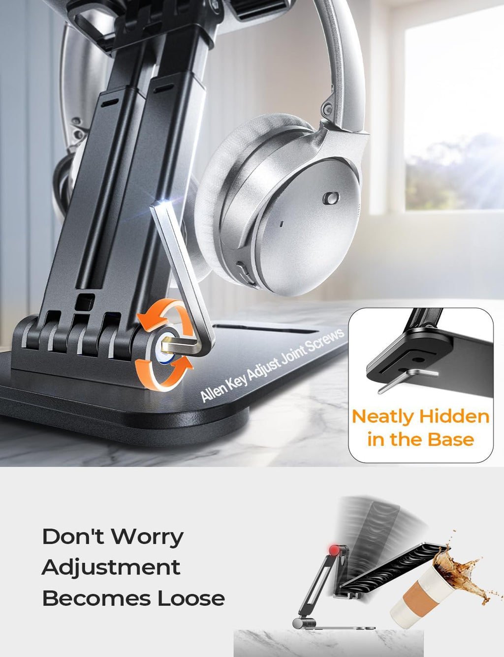 LISEN for iPad Stand Tablet Holder for Desk- Foldable Office Gifts for Men Women Desk Accessories, Home Gadgets Essentials Portable Monitor Stand for iPad a16 Accessories Bed Kindle Fire 4-15.9"