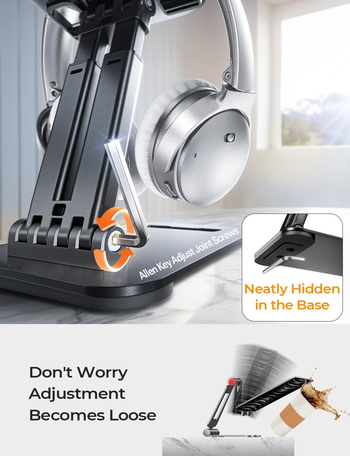 LISEN for iPad Stand Tablet Holder for Desk- Foldable Office Gifts for Men Women Desk Accessories, Home Gadgets Essentials Portable Monitor Stand for iPad a16 Accessories Bed Kindle Fire 4-15.9"