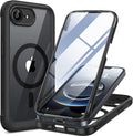 Miracase Magnetic for iPhone 16e Case Full-Body Phone with Built-in Glass Screen Protector, [Compatible with MagSafe] Military Drop Proof 16 E Cover Bumper 6.1 inch, Black